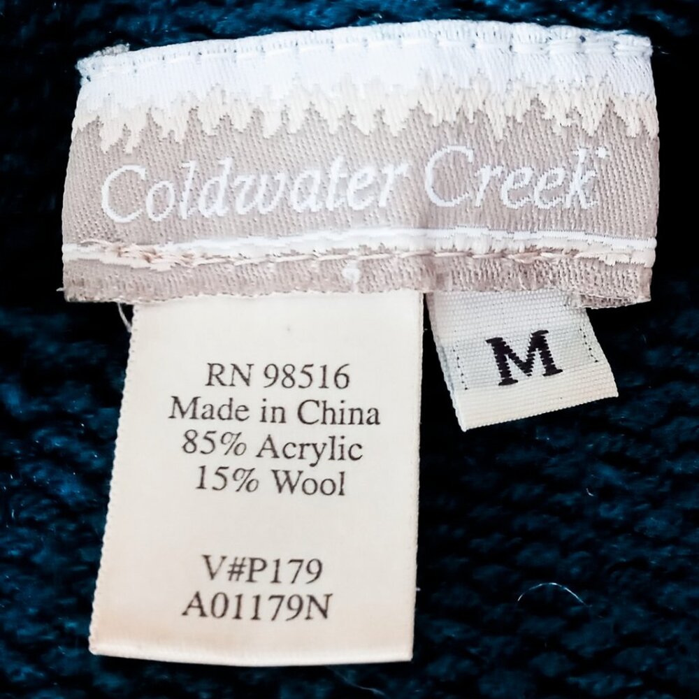 Cozy & Warm Coldwater Creek Teal & Black Mockneck Versatile Style Sweater - Picture 9 of 10